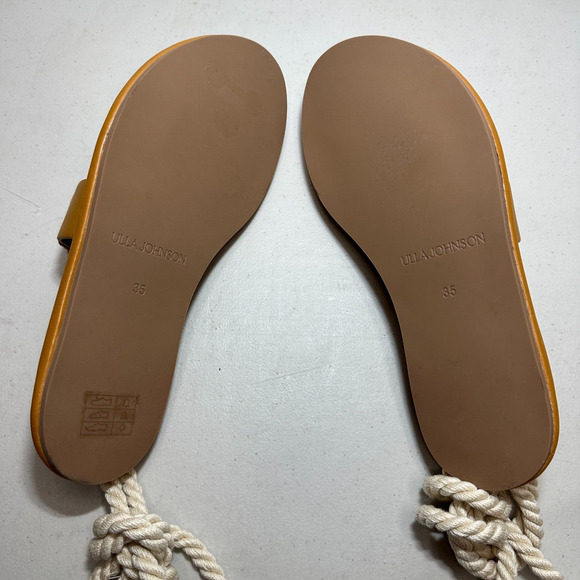 Ulla Johnson Eva Rope Leather Calf Skin Flat Sandals Camel Women's 4.5-5/35 NWOB - Picture 11 of 15